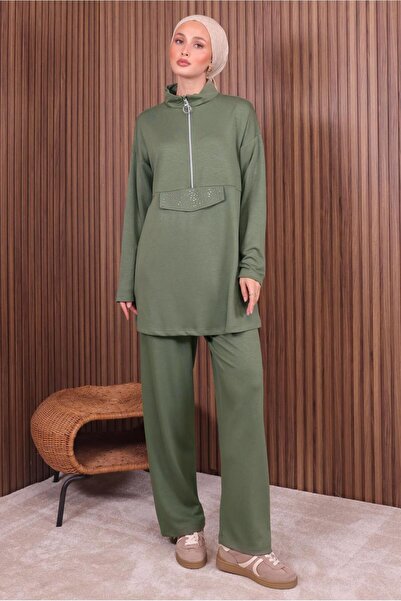 TRENDTESETTÜR Women's Green (Youth) Zippered Suit with Pants t 4035