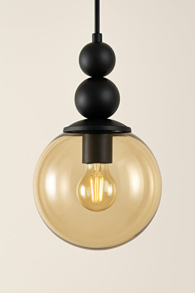 VENON KardanAdam Tekli Spor Tekli Sarkıt Avize Siyah Bal Glop Camlı Salon Mut...