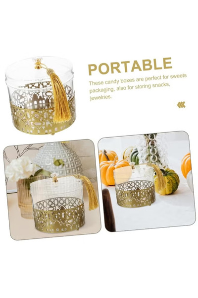 Generic Arabic Festival Ramadan Mubarak Iron Snack Candy Storage Tray, Small Box for Nuts Table Decoration