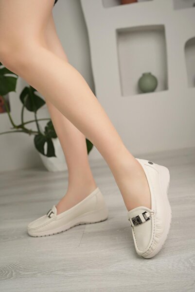 Mammamia D24Ya 685 Bone Genuine Leather Anatomical Women's Shoes