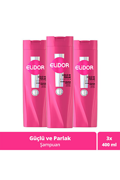 Elidor Saç Bakım Şampuanı Güçlü ve Parlak 400 ml x3