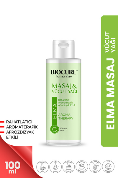 Biocure Rahatlatıcı Aromaterapik Masaj Yağı ve Vücut Bakım Yağı Yeşil Elma Özlü