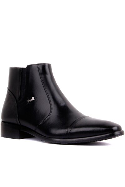 Fosco 3565 Black Zippered Genuine Leather Rubber Sole Men's Boots