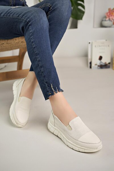 Mammamia D24Ya 3620 Bone Genuine Leather Anatomical Women's Shoes