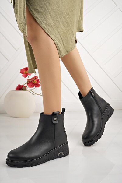 Mammamia D24KB 1330 Чорні жіночі черевики з натуральної шкіри на блискавці