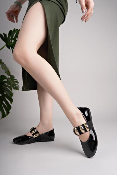 Nesil Shoes DVM 021 crna lakirana kožna gumica za žene Baletanke