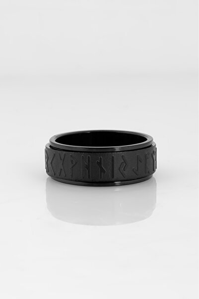 UKHWD SUPPLY 316L Steel Rustic Viking Black Men's Ring Ka1347Sysy