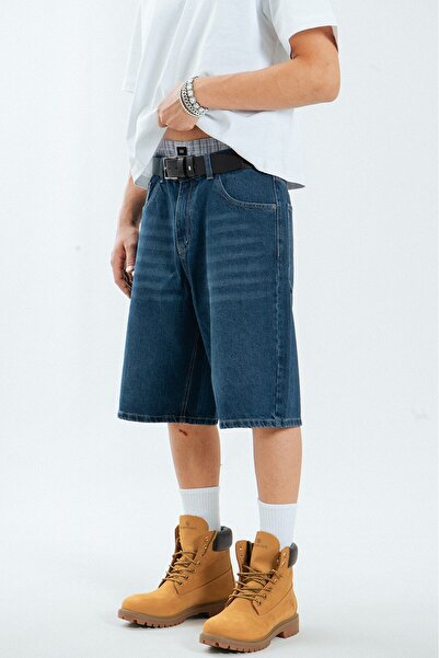 UKHWD SUPPLY Koyu Mavi Baggy Jean Erkek Şort Jorts