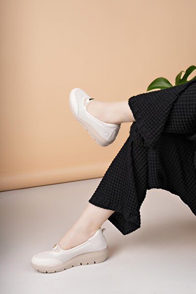 Mammamia D25Ya 7450 Cream Genuine Leather Women's Shoes