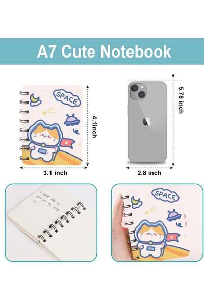 NiiMbot Mini Notebook Set, 8 Pack Cute Animal Cartoon Spiral Portable Notepads (A7)