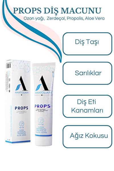 PROPS Profesyonel Ağız Ve Diş Bakım Macunu - Florür Içermez. Zerdeçal, Propol...