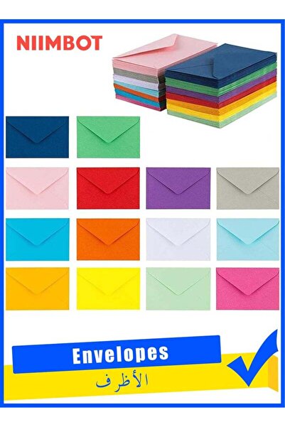 NiiMbot Mini Envelopes, 70 Pack 14 Colors Small Business Card Holders (4 x 2.7 Inches)