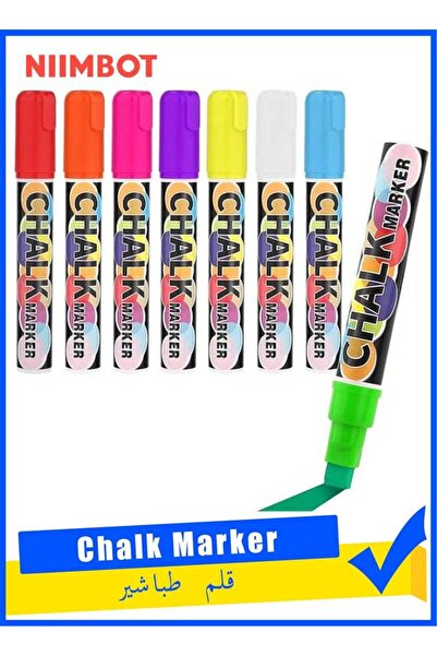 NiiMbot أقلام تحديد طباشير، 8 قطع أقلام تمييز قابلة للمسح السائل للسبورة والزجاج