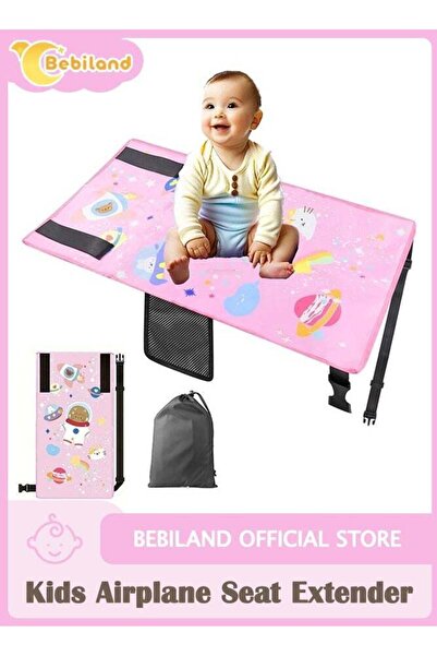 Bebiland مسند قدم لمقعد الطائرة، سرير سفر محمول للأطفال الصغار (وردي)
