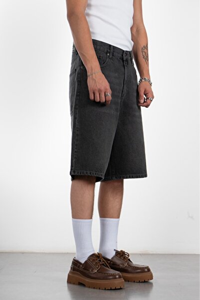 UKHWD SUPPLY Açık Gri Baggy Jean Erkek Şort Jorts