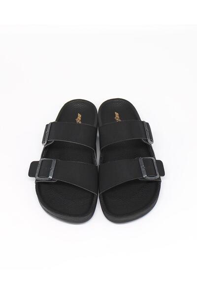 Nesil Shoes Bento 53001 Чорні анатомічні тапочки для чоловіків з пряжкою