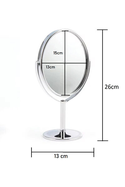 sonx Oval Masaüstü Ayaklı 360° Dönebilen, İşyeri, Seyahat İçin Mini Krom Ayna...