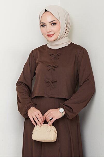 InStyle Σετ Bitter Brown με φούστα και λεπτομέρεια φιόγκου