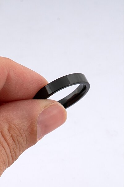 UKHWD SUPPLY 316L Steel Plain Thin Flat Black Men's Ring Ka1360Sy