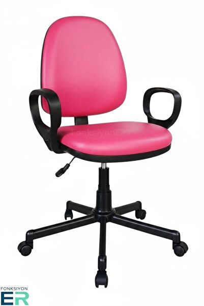 FONKSİYONER NOVIA/METAL AYAKLI PEMBE DERİ ÇALIŞMA KOLTUĞU-shocking pink