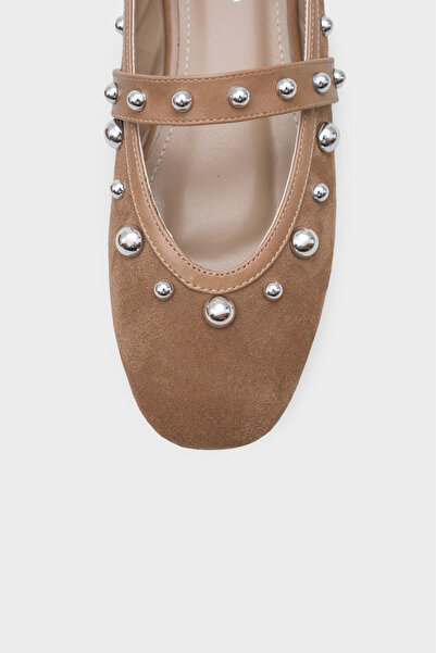 Capone Outfitters Ruthie Studded Suede Look Ballerinas