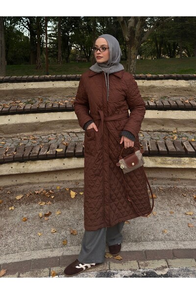 QANU Καπιτονέ Παλτό Καφέ