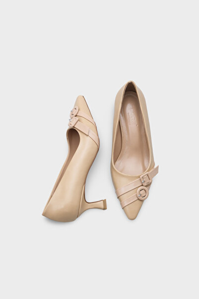 Capone Outfitters Mirabel Pointed Toe Buckle Mid-Heeled Women's Shoes