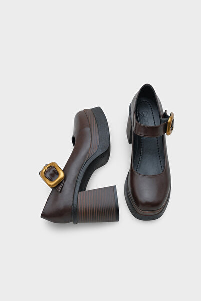 Capone Outfitters Michelina High-Sole Heeled Buckle Mary Jane Women's Shoes