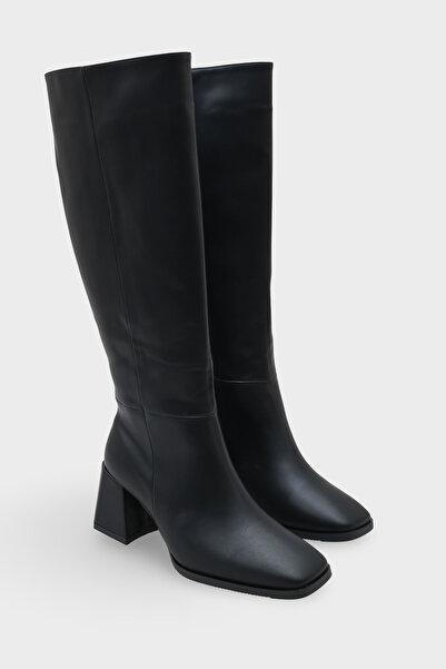 Capone Outfitters Merilyn Blunt Toe Thick Mid-Heeled Zippered Long Women's Boots