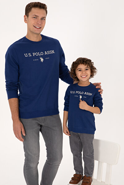 U.S. Polo Assn. Erkek Regular Fit Bisiklet Yaka İndigo İnce Basic Sweatshirt 50313743-VR028