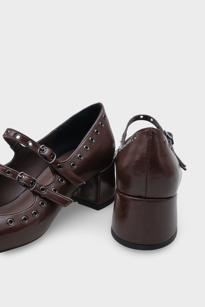 Capone Outfitters Sharona Mid Heel Strappy Studded Mary Jane Women's Shoes