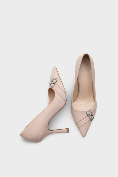 Capone Outfitters Karyl High Heels with Stone Buckle Satin Stylish Stiletto