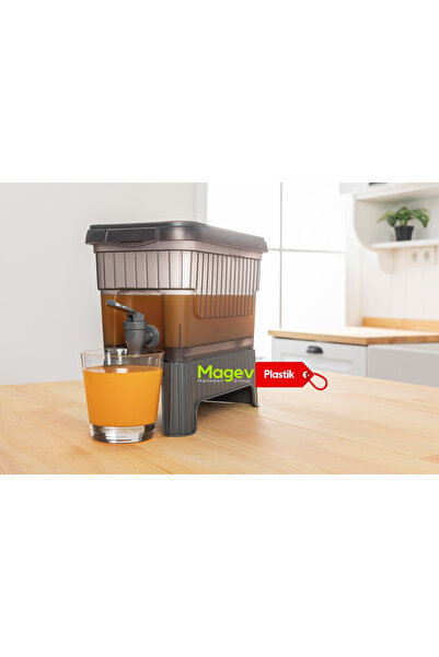 MAGEV PLASTİK 4 Litre Su Limonata Sebili Antrasit