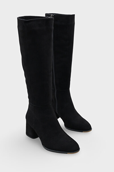 Capone Outfitters Dámské semišové boty Cathrine s oválnou špičkou a bočním zipem na podpatku