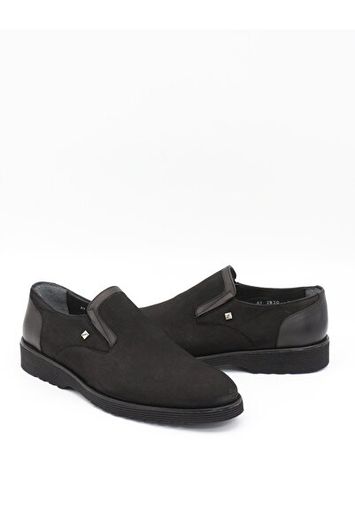 Fosco 2820 Black Nubuck Genuine Leather Eva Sole Men's Shoes