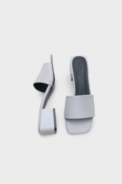 Capone Outfitters Cathleen Blunt Toe Mid-Heeled Satin Women's Slippers