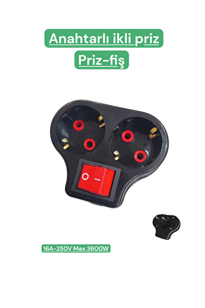 EKODİZAYN İkili anahtarlı topraklı priz çoğaltıcı priz-fiş