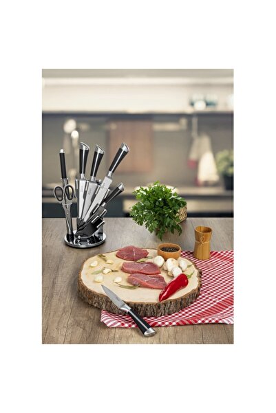 Zilan Set cutite 8 piese ZLN1634, Suport inclus, Otel inoxidabil 3CR13, Compatibil masina vase