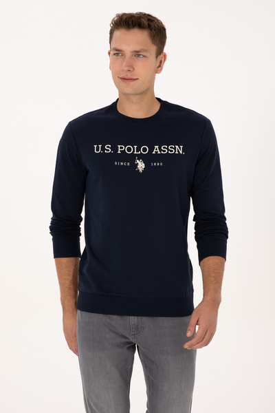 U.S. Polo Assn. Чоловічий Regular Fit Велосипедний комір Синій Тонкий Basic Світшот 50313743-VR033