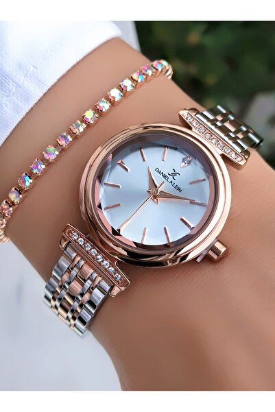 Daniel Klein New Season Green Dial Steel Cord Women's Wristwatch with Bracelet Gift