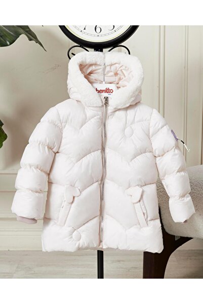 Benittokids Baby Girl Hooded Zippered Puffer Coat 51351