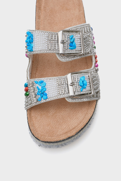 Capone Outfitters Alyson Stone Buckle Flat Heel Women's Slippers