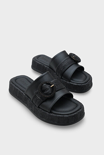 Capone Outfitters Wedge Heeled Double Banded Buckle Women's Slippers