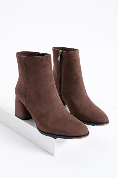 Moda Pie Sery Alçak Ökçe Kadın Topuklu Bot Kahve Süet