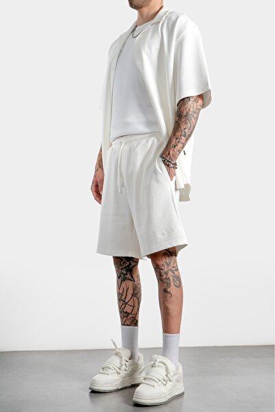 Twobucks White Pique Men's Shirt and Shorts Set