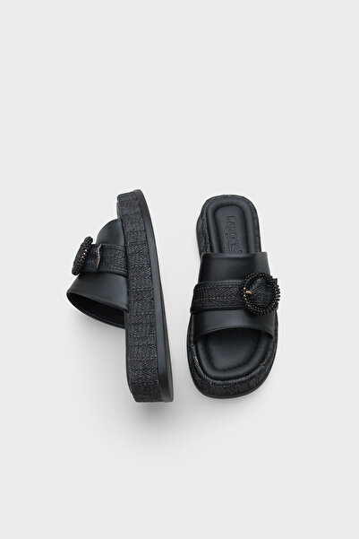 Capone Outfitters Wedge Heeled Double Banded Buckle Women's Slippers