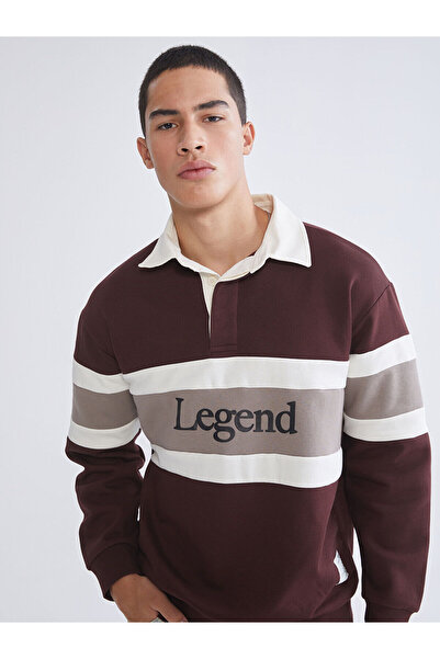 LC Waikiki Özmarka New Season Polo Neck Printed Men's Sweatshirt
