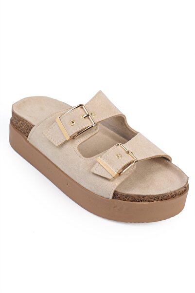 Capone Outfitters Margy Wedge Heeled Double Buckle Women's Comfort Slippers