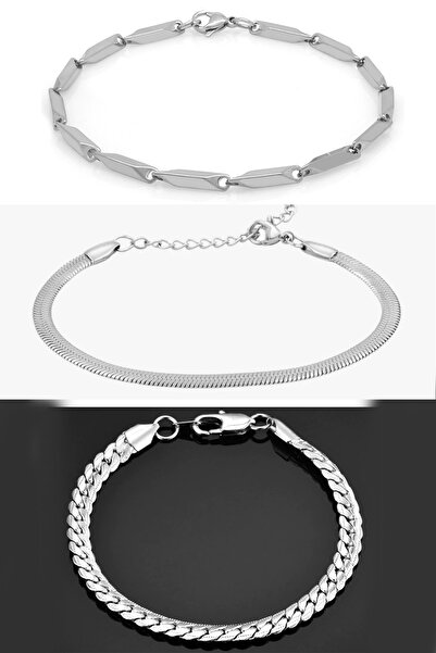 Takı Dükkanı 3 Pcs Stainless Steel Bracelet Set Gift for Husband Wife Friend Lover Scb79