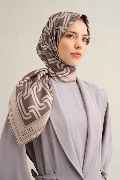 Armine Object Patterned Pure Silk Sura Scarf 9343 02